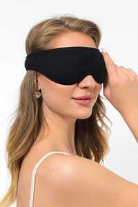 Unisex Yıkanabilir Pamuklu Uyku Maskesi Işık Önleyici Siyah Göz Bandı ürün fotoğrafı