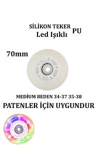Pu Silikon Teker 70 Mm Abec-7 Rulmanlı Işıklı Yedek Paten Tekerleği ürün fotoğrafı