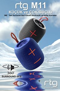 M11 Bluetooth Hoparlör Aux Sd Kart Usb Taşınabilir Ses Bombası Mavi ürün fotoğrafı
