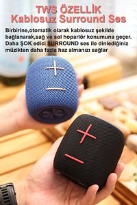 M11 Bluetooth Hoparlör Aux Sd Kart Usb Taşınabilir Ses Bombası Mavi ürün fotoğrafı