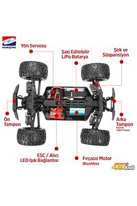 Haıboxıng Rc Uzaktan Kumandalı Model Araba 1/16 4wd Fırçasız Brushless 45 Km/h Sürat Off-road Sarı ürün fotoğrafı