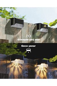 4 Adet L Solar Led Güneş Enerjili Su Geçirmez Köşebent Led Işık Merdiven Veranda Bahçe Aydınlatma ürün fotoğrafı