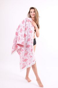 Havlu Peştemal, Plaj Havlusu, Banyo Havlusu, Flamingo Desen ürün fotoğrafı