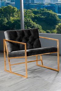 Oslo Modern Gold İskandinav Metal Berjer Ofis Balkon Bahçe Koltuk Takımı Füme ürün fotoğrafı