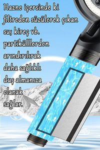5 Fonksiyonlu Çelik Su Tasarruflu Filtreli Turbo Jet Duş Başlığı Siyah ürün fotoğrafı