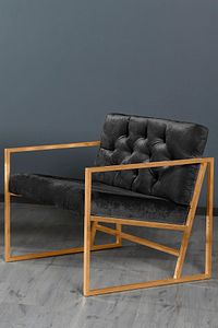Oslo Modern Gold İskandinav Metal Berjer Ofis Balkon Bahçe Koltuk Takımı Füme ürün fotoğrafı