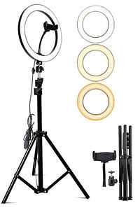 Youtuber Led Işıklı Tripod Selfie Makyaj Işığı Sürekli Ring Light 10 Inç Halka Dz66 ürün fotoğrafı