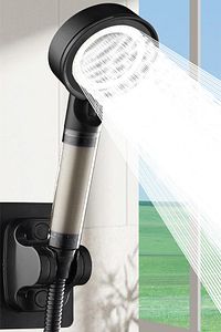 5 Fonksiyonlu Çelik Su Tasarruflu Filtreli Turbo Jet Duş Başlığı Siyah ürün fotoğrafı