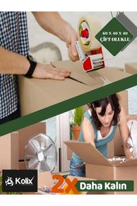 10 Adet 60x40x40 Çift Oluklu Taşıma Taşınma Karton Çeyiz Arşiv Kitap Boş Koli ürün fotoğrafı