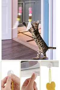 Elastik Kendinden Yapışkanlı Renkli Kedi Oyun Oltası Kedi Oyuncağı Yapışkanlı Olta Eğitim Oyuncağı ürün fotoğrafı