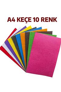 Keçe Karışık Renk 10 Adet - A4 Boyutunda 20x30 Cm. ürün fotoğrafı