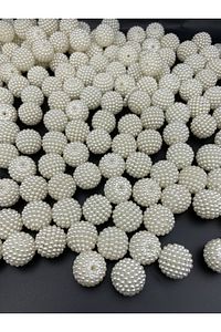 Parçalı Böğürtlen,100Gr 20mm Krem Renk Parçalı Böğürtlen İnci Boncuk,Çanta Yapım Boncuğu (~43 Adet) ürün fotoğrafı