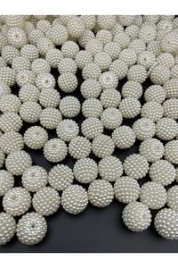 Parçalı Böğürtlen,100Gr 20mm Krem Renk Parçalı Böğürtlen İnci Boncuk,Çanta Yapım Boncuğu (~43 Adet) ürün fotoğrafı