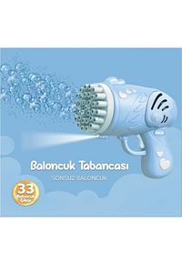 Kanal Işıklı Pilli Baloncuk Makinesi Baloncuk Tabancası Köpük Tabancası Bubble Gun Mavi ürün fotoğrafı