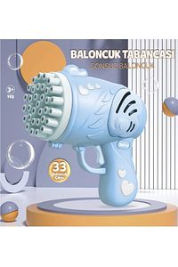 Kanal Işıklı Pilli Baloncuk Makinesi Baloncuk Tabancası Köpük Tabancası Bubble Gun Mavi ürün fotoğrafı