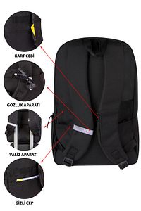17.3-15.6 Inç Uyumlu 4 Bölmeli Korumalı Su Itici Kumaş Ve Fermuar Özellikli Laptop Sırt Çantası ürün fotoğrafı