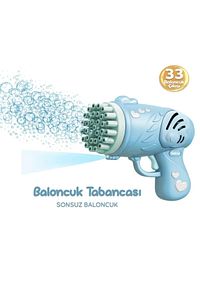 Kanal Işıklı Pilli Baloncuk Makinesi Baloncuk Tabancası Köpük Tabancası Bubble Gun Mavi ürün fotoğrafı