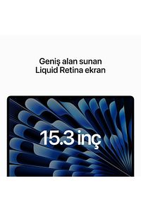 15-inch MacBook Air: Apple M2 chip with 8-core CPU and 10-core GPU, 256GB - Midnight ürün fotoğrafı