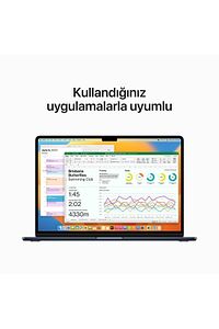 15-inch MacBook Air: Apple M2 chip with 8-core CPU and 10-core GPU, 256GB - Midnight ürün fotoğrafı