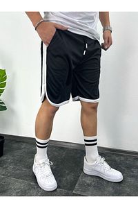 Basketbol Model Bermuda Erkek Sporcu Şortu Siyah ürün fotoğrafı