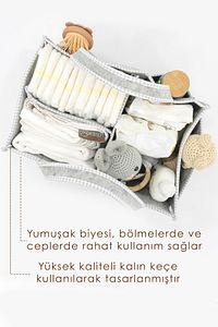 Çok Amaçlı Kalın Keçe Anne Bebek Bakım Çantası, Dolap İçi Organizer, Scotch Serisi ürün fotoğrafı