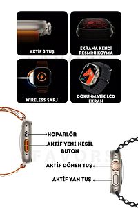 Huawei P60 Pro Uyumlu Akıllı Saat Sim Kartsız Bluetooth Bağlantılı Watch 8 Smart T800 Ultra Siyah ürün fotoğrafı
