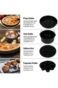 Xiaomi, Philips, Karaca, Arzum, Tefal, Kumtel Uyumlu Xl 8inç Airfryer 12'li Yedek Parça Seti ürün fotoğrafı