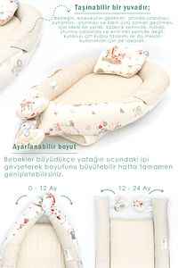 Babynest Ortopedik Bebek Yatağı, Anne Yanı Bebek Yatağı, Ergonomik Tasarım, Animal Serisi ürün fotoğrafı