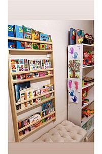 Ahşap Montessori Eğitici Çocuk Odası Kitaplık Rafı Duvara Monte 4 Bölmeli 120 Cm X 60 Cm X 6 Cm ürün fotoğrafı