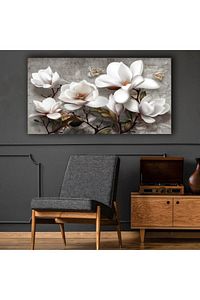 Beyaz Çiçekler Modern Dekoratif Kanvas Tablo ürün fotoğrafı