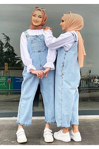 Kadın Mavi jeans Tulum , Salopet , Slopet , Kadın Hamile Tulum ürün fotoğrafı