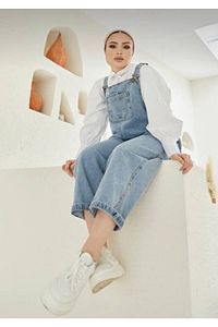 Kadın Mavi jeans Tulum , Salopet , Slopet , Kadın Hamile Tulum ürün fotoğrafı