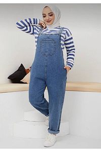 Kadın Mavi jeans Tulum , Salopet , Slopet , Kadın Hamile Tulum ürün fotoğrafı