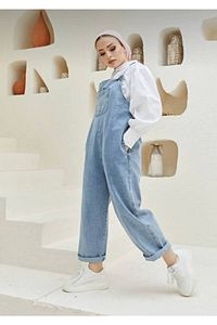 Kadın Mavi jeans Tulum , Salopet , Slopet , Kadın Hamile Tulum ürün fotoğrafı