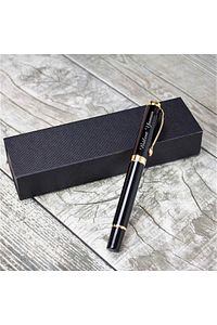 Kişiye Özel Kutulu Gold Detaylı Siyah Roller Kalem ürün fotoğrafı