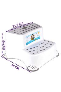 Kaydırmaz Çocuk Taburesi Çift Basamaklı Cm520, Çocuk Lavabo Basamağı ürün fotoğrafı