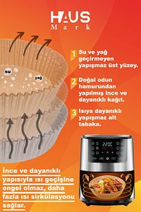 Airfryer Pişirme Kağıdı 60 Adet 20cm Kare Yağsız Hava Fritözü Yağlı Kağıt Airfryer Philips Xxl ürün fotoğrafı