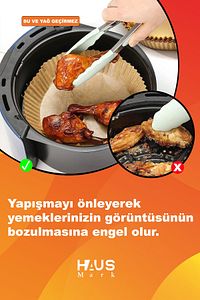 Airfryer Pişirme Kağıdı 60 Adet 20cm Kare Yağsız Hava Fritözü Yağlı Kağıt Airfryer Philips Xxl ürün fotoğrafı