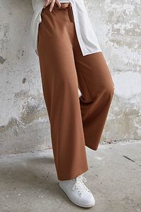 Beli Kuşaklı Bol Scuba Pantolon - Taba ürün fotoğrafı