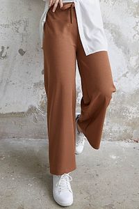 Beli Kuşaklı Bol Scuba Pantolon - Taba ürün fotoğrafı