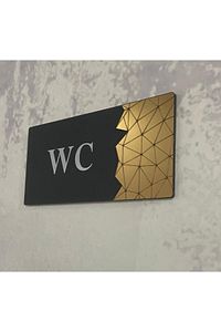 Dekoratif Aynalı Kapı Tabelası Pleksi- Wc Tabelası Gold ürün fotoğrafı