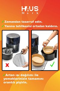 Airfryer Pişirme Kağıdı 60 Adet 20cm Kare Yağsız Hava Fritözü Yağlı Kağıt Airfryer Philips Xxl ürün fotoğrafı