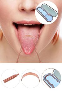 Bakır Oil Pulling Yağ Çekme Dil Plak Temizleme Aleti Dil Fırçası Sıyırıcı Dil Kaşığı ürün fotoğrafı