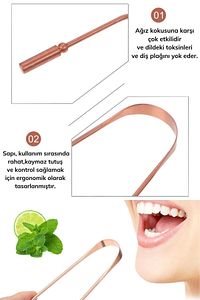 Bakır Oil Pulling Yağ Çekme Dil Plak Temizleme Aleti Dil Fırçası Sıyırıcı Dil Kaşığı ürün fotoğrafı