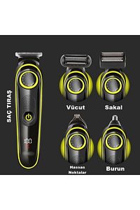 X Go-71 New Pro Turbo Mod 5in1 Saç Sakal Vücut Traş Makinesi 5in1 Kablosuz Erkek Tıraş Makine Set ürün fotoğrafı