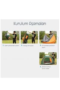 - Otomatik Kamp Çadırı 4/6 Kişilik - Turuncu/Yeşil ürün fotoğrafı