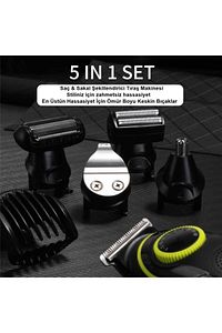 X Go-71 New Pro Turbo Mod 5in1 Saç Sakal Vücut Traş Makinesi 5in1 Kablosuz Erkek Tıraş Makine Set ürün fotoğrafı