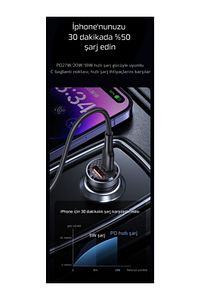 Transparent 45W PD/QC Type C ve USB Çıkış Ultra Hızlı Mini Araç şarj Cihazı L35 ürün fotoğrafı