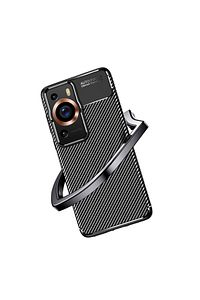 Huawei P60 Pro Uyumlu Kamera Korumalı (Karbon Tasarım) Koruyucu Lüx Silikon Kılıf Siyah ürün fotoğrafı