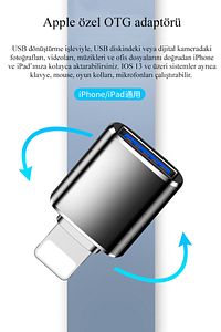Iphone Ipad Uyumlu Lightning To Usb 3.0 (yüksek Hızlı) Veri Aktarımı Otg Çevirici Dönüştürücü ürün fotoğrafı